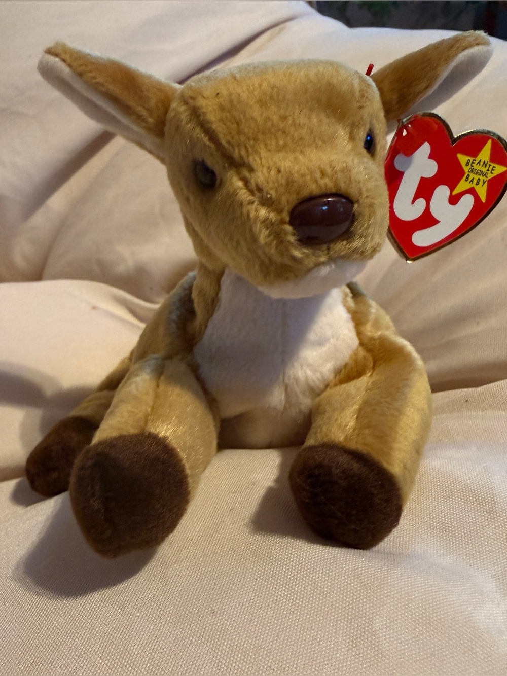 VINTAGE TY BEANIE BABY WHISPER FAWN DEER PLUSH WITH TAGS
